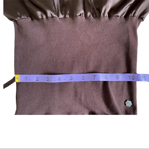 Twik chocolate brown collared wrap Y2K style dress - Picture 14 of 16